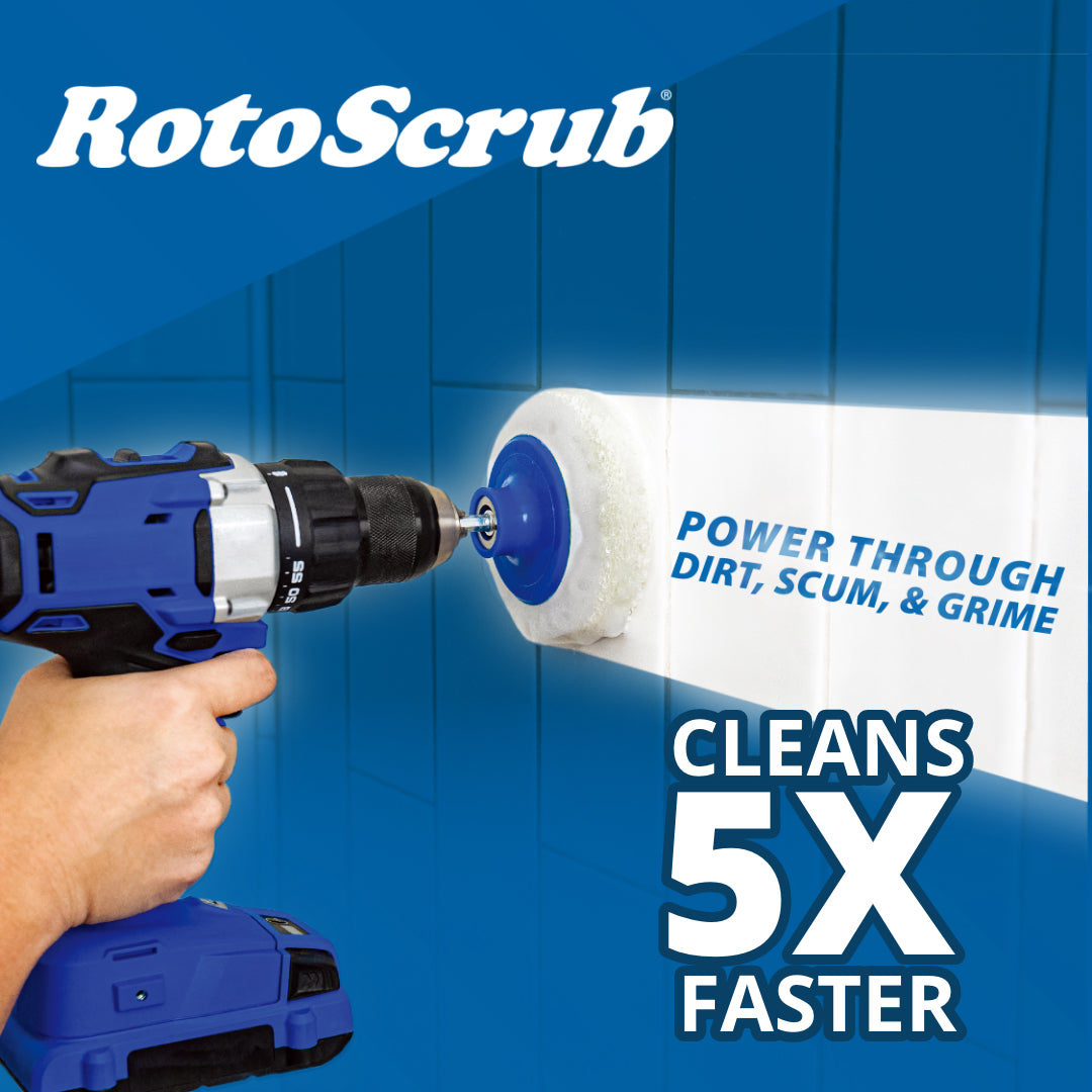 RotoScrub Bathroom Cleaning Scrub Pads Drill Accessory Kit RotoScrub