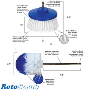 This is a dimension and callout photo listing key highlights of each brush.