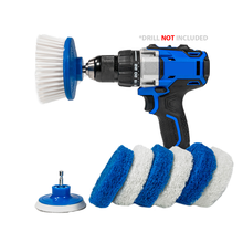 Load image into Gallery viewer, RotoScrub Bathroom Cleaning Scrub Pads + Drill Powered Scrub Brush