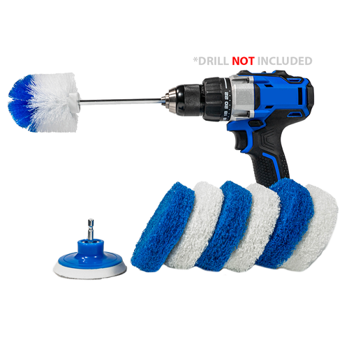 Bathroom Cleaning Scrub Pads + Corners and Edges Brush - Drill Accessory Combo Kit