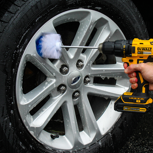 RotoScrub 2 Drill Brush Kit - Extended Reach Wheel Brush with Heavy Duty Bristles + Super Extended Long Wheel Brush with Soft Bristles